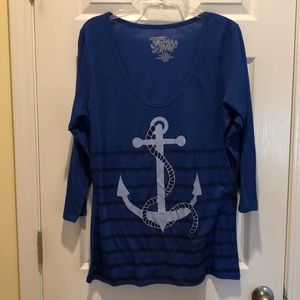 Three quarter sleeve anchor tee, slim fit
